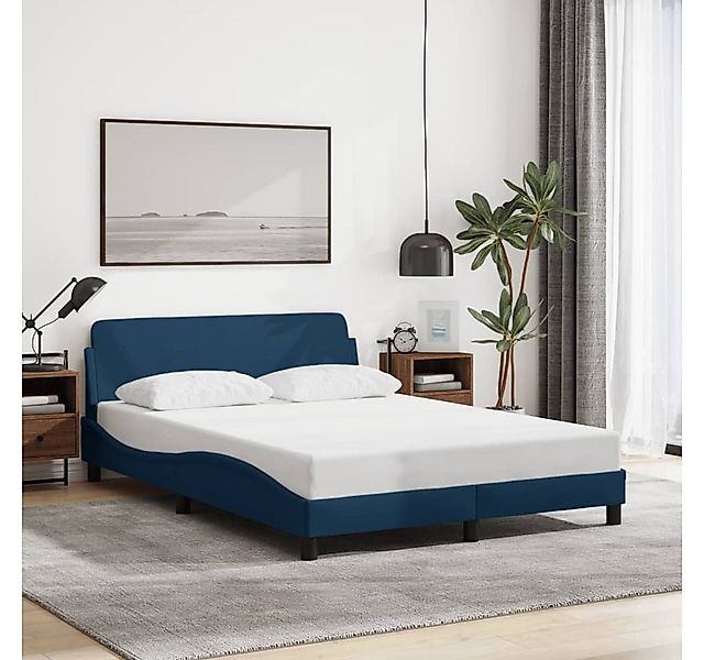 furnicato Bettgestell mit Kopfteil "Dover" Blau 140x200 cm Stoff (1-tlg) günstig online kaufen
