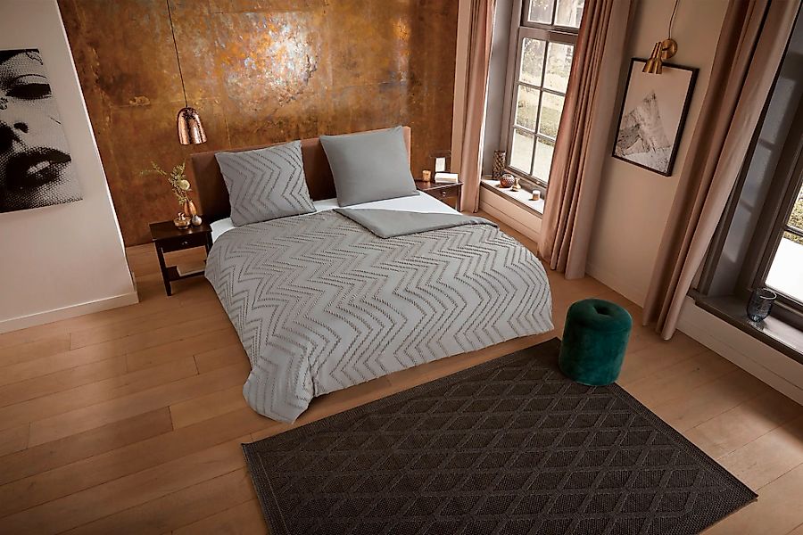 PURE luxury collection Bettwäsche "Zigzag" 2 Stk. tlg. Mikrofaser, 135x200, günstig online kaufen