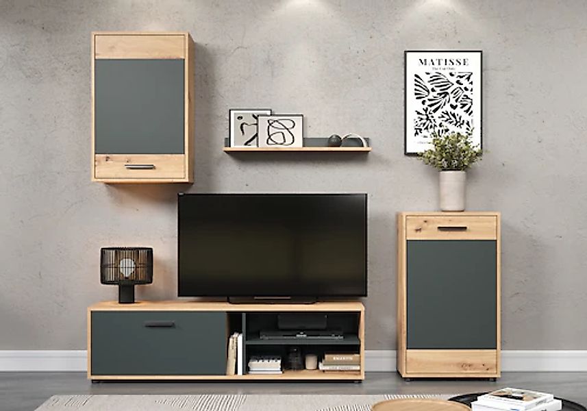 INOSIGN Wohnwand »Valetta«, (Komplett-Set, 4 St.), inkl. Lowboard, Hängesch günstig online kaufen