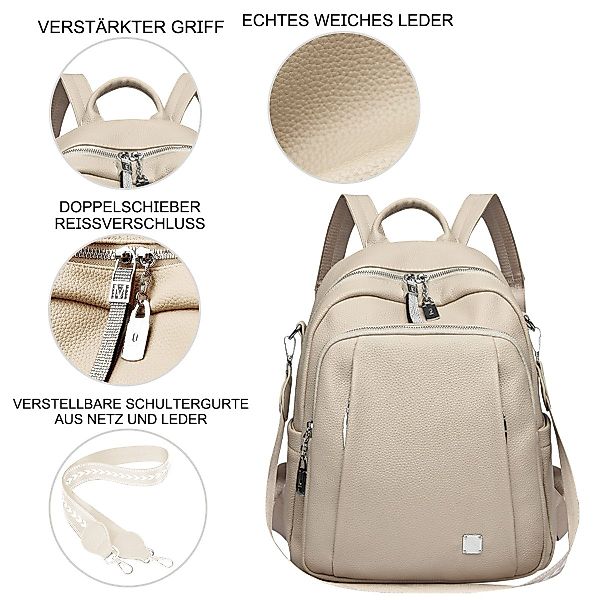 RWEUOQ Rucksack PU-Leder-Rucksack, Schultertasche,Classic Anti-Diebstahl-Ru günstig online kaufen
