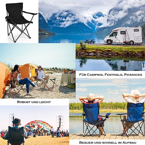 BigDean Campingstuhl 2x Faltstuhl DUNKELGRAU Campingstuhl günstig online kaufen