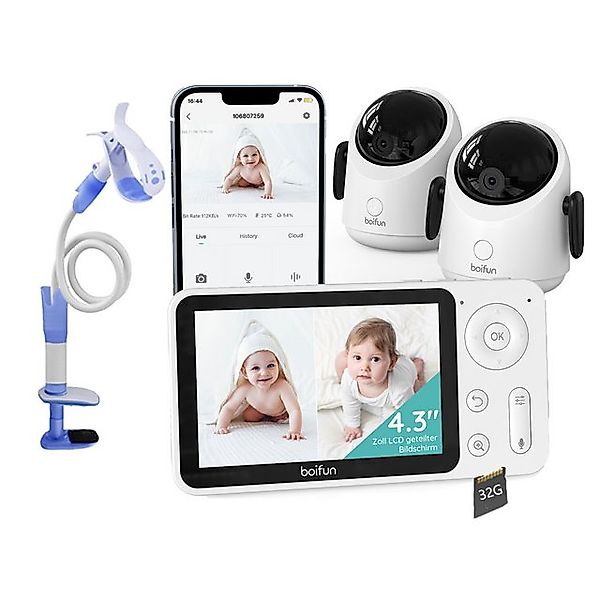 Boifun Babyphone 2MP Babyphone mit Kamera 30 Stunden Akku mit 4,3 Zoll mit günstig online kaufen