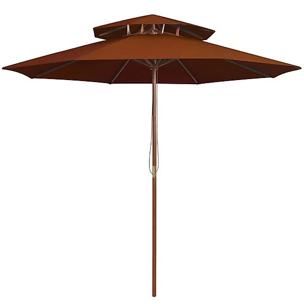 vidaXL Sonnenschirm mit Doppeldach und Holz-Mast Terrakotta 270 cm 313765 günstig online kaufen