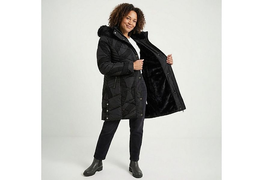 OriginalYou Steppjacke Kuschelige Midi Steppjacke für Damen mit Velourstrei günstig online kaufen