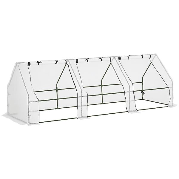 Outsunny Gewächshaus aus Stahl mit 3 Rollfenster 270 x 90 x 90 cm Weiß günstig online kaufen