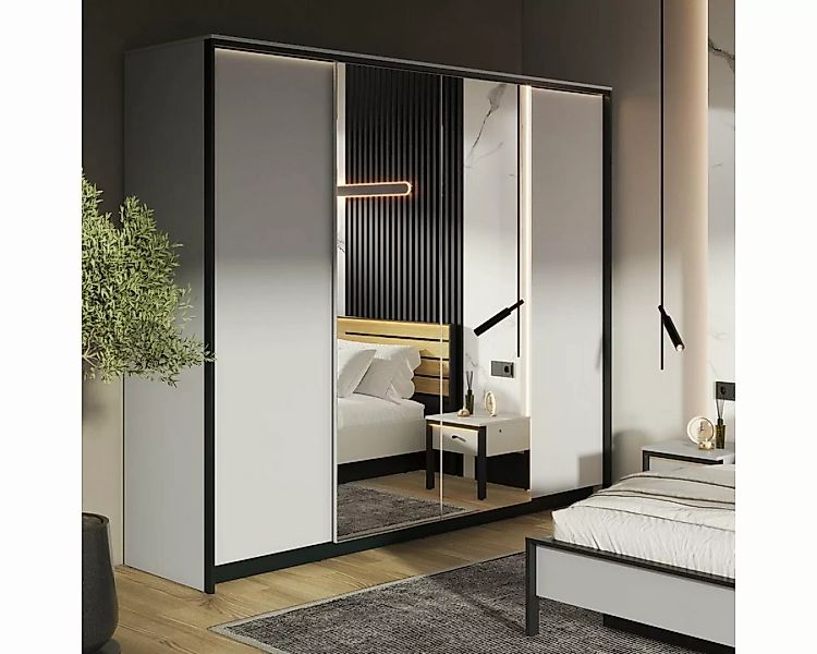 Compleo Kleiderschrank MIYA viertürig, mit zwei Spiegel, Modern Schlafzimme günstig online kaufen