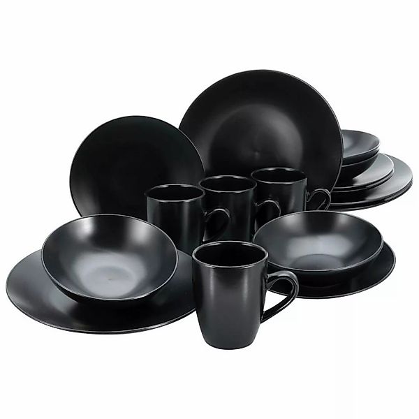 CreaTable Kombiservice Black Matt schwarz Steinzeug 16 tlg. günstig online kaufen