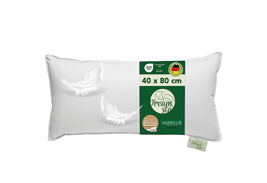 Dreamstar 3-Kammer-Kopfkissen Daunenkissen 40x80 & Daunenkopfkissen 80x80, günstig online kaufen