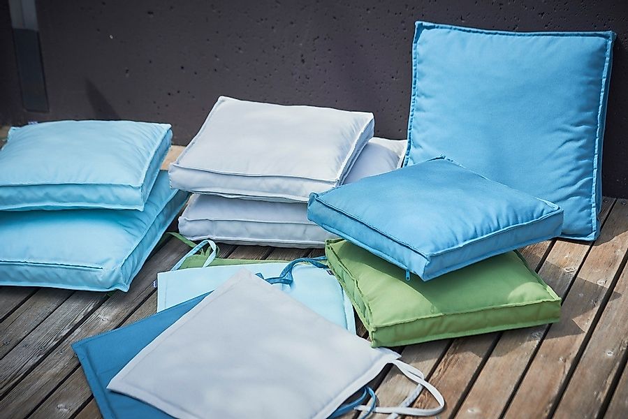 Outdoor BOXKISSEN Basic Streifen weiß/dunkelblau 50 x 50 günstig online kaufen