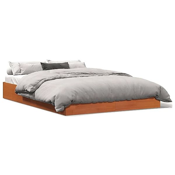 vidaXL Massivholzbett ohne Matratze Wachsbraun 120x200 cm Kiefernholz 84481 günstig online kaufen