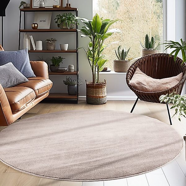 Carpettex Veloursteppich Unicolor - Einfarbig, Rund, günstig online kaufen