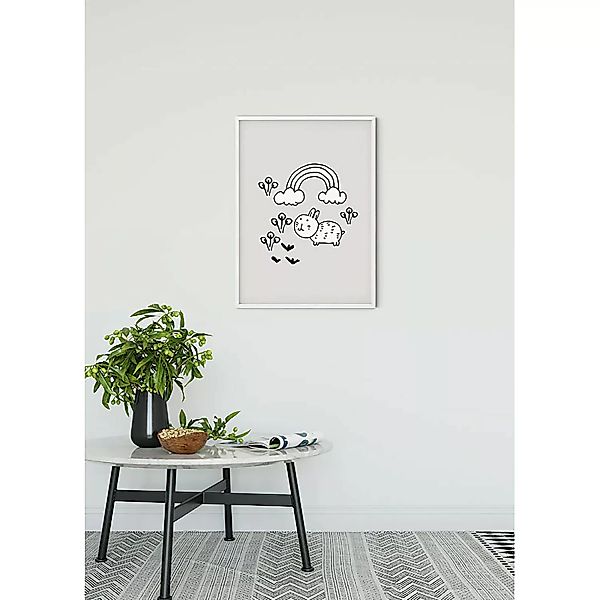 KOMAR Wandbild - Scribble Bunny - Größe: 50 x 70 cm mehrfarbig Gr. one size günstig online kaufen