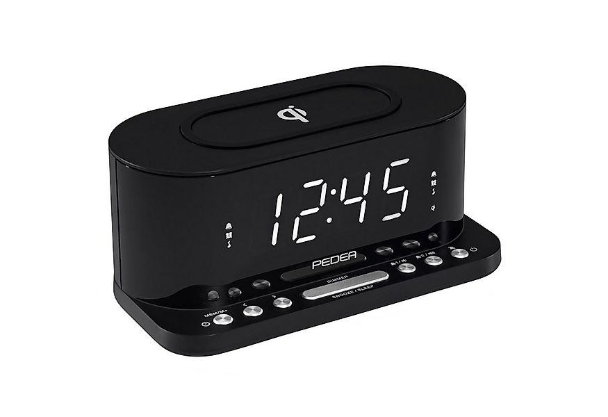 PEDEA Radiowecker mit QI-Ladepad – FM-Radio, dimmbares Display, Dual-Alarm günstig online kaufen