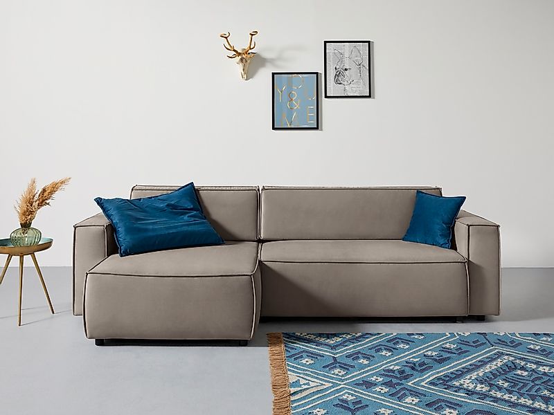 Home affaire Ecksofa "Marva L-Form" incl. Bettfunktion und Bettkasten, Fede günstig online kaufen