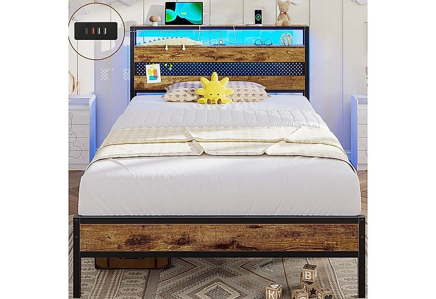 MSMASK Metallbett Bettgestell mit Steckdose und USB-Ladefunktion (Ohne Matr günstig online kaufen