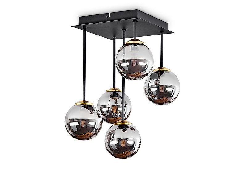 hofstein Deckenleuchte »Isorella« Deckenlampe aus Metall/Rauchglas in Schwa günstig online kaufen