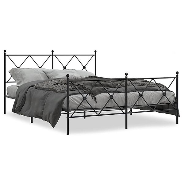 vidaXL Bettgestell mit Kopf- und Fußteil Metall Schwarz 150x200 cm 376522 günstig online kaufen
