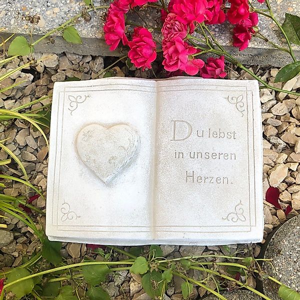 Radami Gartenfigur Buch mit 3D Herz günstig online kaufen