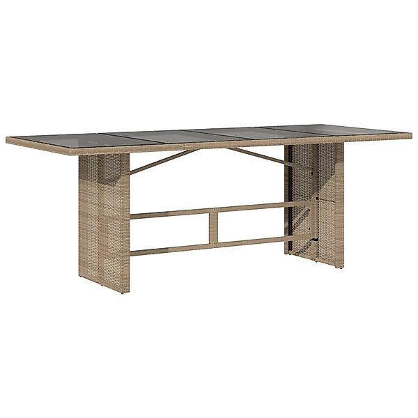 vidaXL Gartentisch mit Glasplatte Beige 190x80x74 cm Poly Rattan 365307 günstig online kaufen