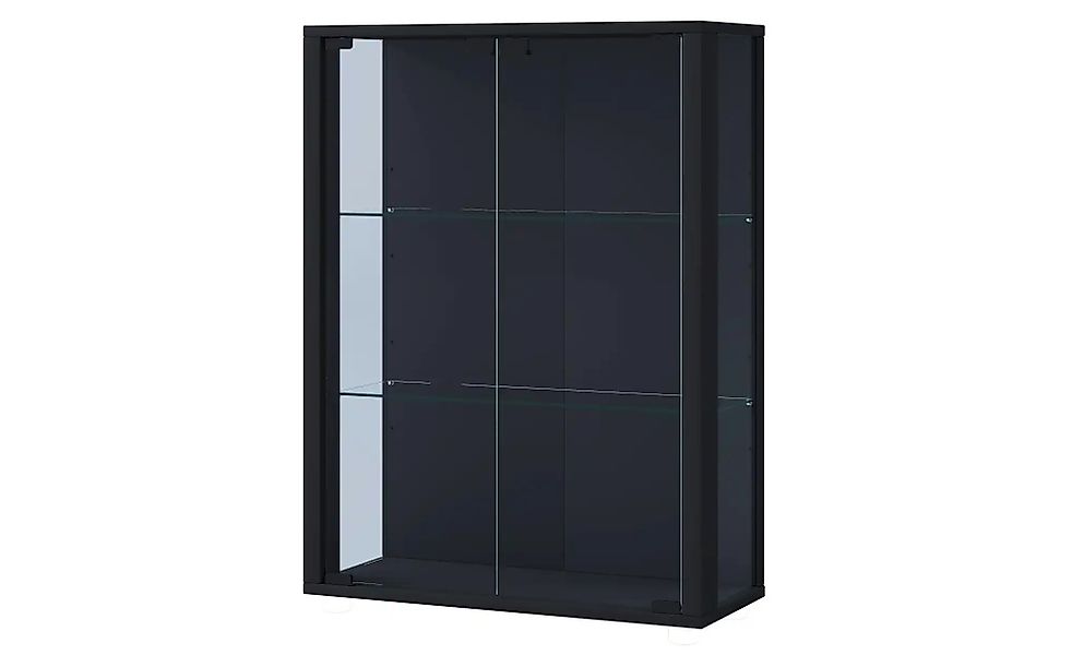ebuy24 Udina Vitrinenschrank Wandmontage 2 Glastüren 2 Glasböden Schwarz günstig online kaufen
