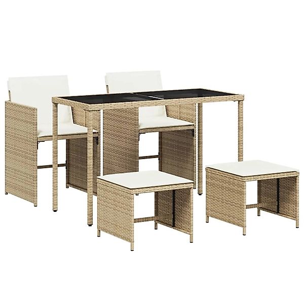 vidaXL 5-Tlg Garten-Essgruppe mit Kissen Beige Poly Rattan 365083 günstig online kaufen