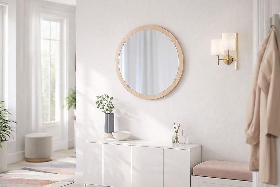 BOURGH Wandspiegel Rundspiegel VALENCIA Wandspiegel aus Holzwerkstoff natur günstig online kaufen