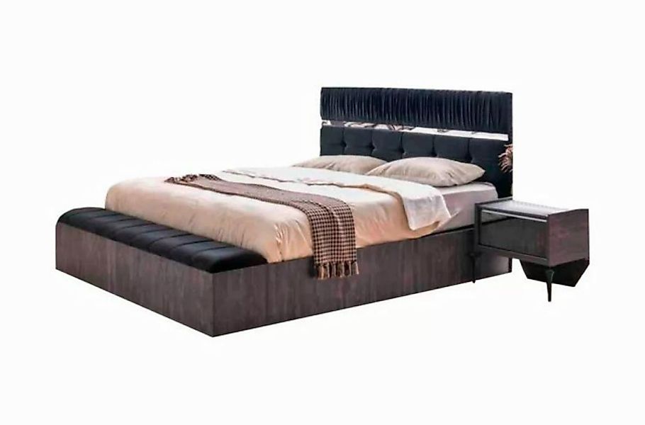 JVmoebel Bett Grau Bett Schlafzimmer Moder Rechteckig Design Doppelbett Tex günstig online kaufen