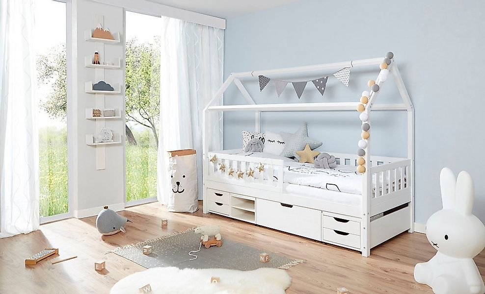 Ticaa Hausbett Traumhaus, Hausbett, inkl. Schubkasten, Rollrost und Matratz günstig online kaufen