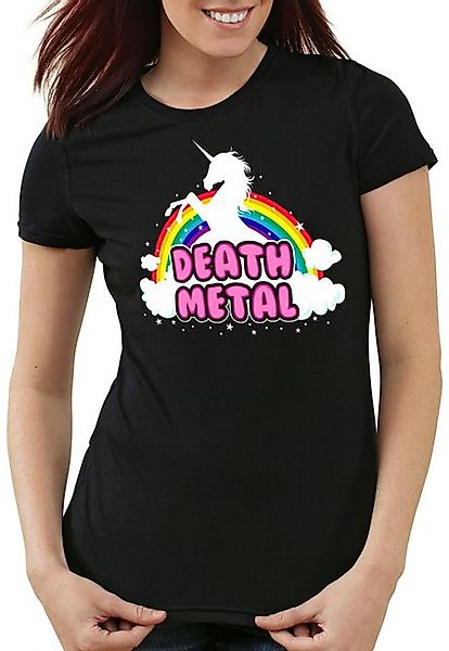 style3 T-Shirt Death Metal Einhorn heavy musik disko regenbogen rock on kon günstig online kaufen