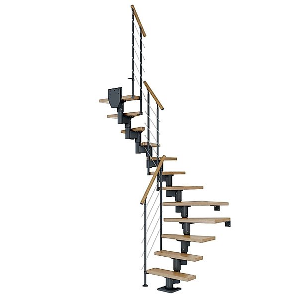 Dolle Mittelholmtreppe Dublin Eiche Anthrazit GH bis 270 cm 1/2gew. 75 cm F günstig online kaufen
