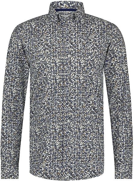 State Of Art Hemd Poplin Druck Blau Rot - Größe M günstig online kaufen