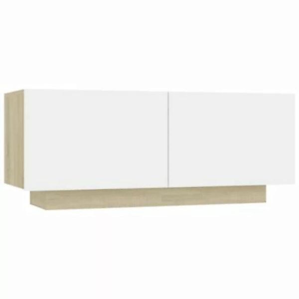 vidaXL Nachttisch Weiß und Sonoma-Eiche 100x35x40 cm Holzwerkstoff Nachttis günstig online kaufen