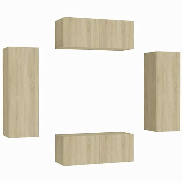 furnicato TV-Schrank 4-tlg. TV-Schrank-Set Sonoma-Eiche Holzwerkstoff (1-St günstig online kaufen