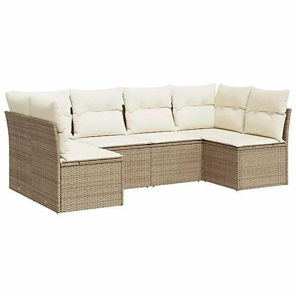 vidaXL 6-tlg Garten-Sofagarnitur mit Kissen Beige Poly Rattan Modell 58 günstig online kaufen