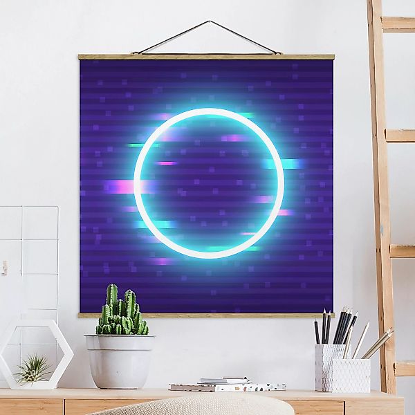 Stoffbild mit Posterleisten Geometrischer Kreis in Neonfarben günstig online kaufen