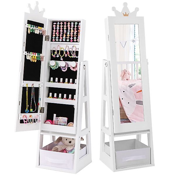 COSTWAY Schmuckschrank Kinder Spiegelschrank mit Haken, günstig online kaufen