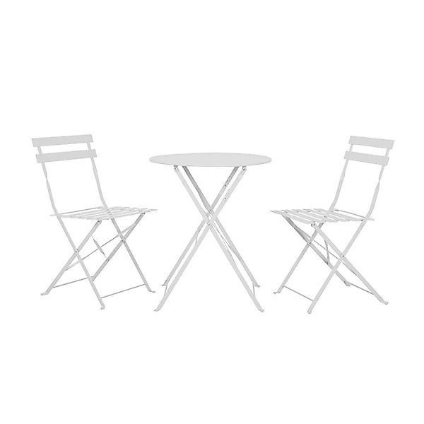 Jet-Line Gartenmöbel Set Bistro Metall in Weiß Tisch mit 2 Klappstühlen günstig online kaufen