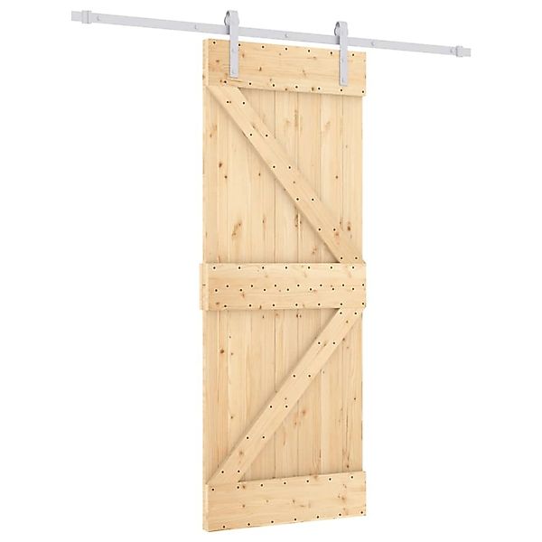 vidaXL Schiebetür mit Beschlag 80x210 cm Massivholz Kiefer 3203023 günstig online kaufen