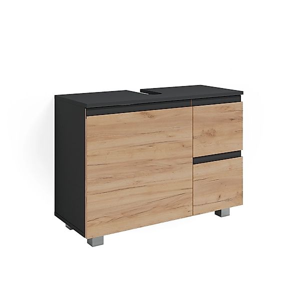 Vicco Waschbeckenunterschrank J-Shape, Anthrazit/Eiche, 80 x 61 cm günstig online kaufen