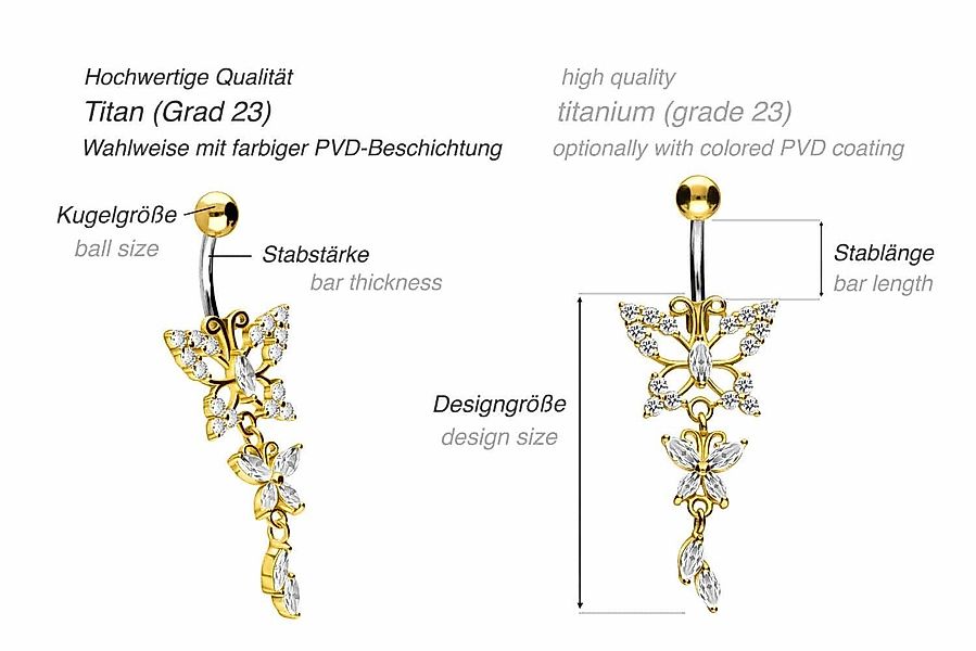 PIERCINGLINE Bauchnabelpiercing Titan Bananabell mit 925er günstig online kaufen