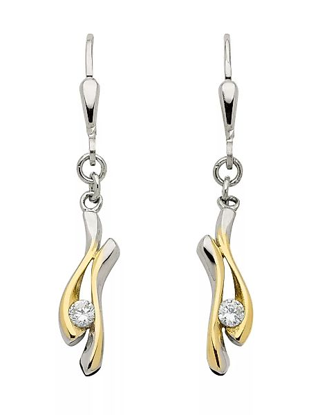 Adelia´s Paar Ohrhänger "333 Bicolor Ohrringe Ohrhänger", mit Zirkonia Gold günstig online kaufen