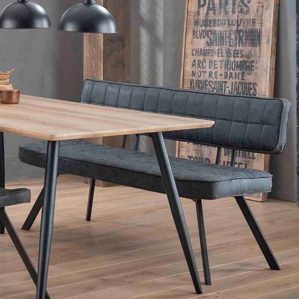 Esszimmersitzbank in Kunstleder Schwarz 4-Fußgestell aus Stahl günstig online kaufen