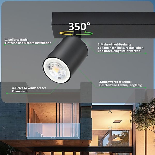 ZMH LED Deckenstrahler Retro Deckenleuchte Weiß/Schwarz günstig online kaufen