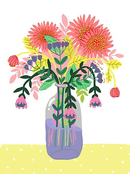 Poster / Leinwandbild - Flowers In a Bottle günstig online kaufen
