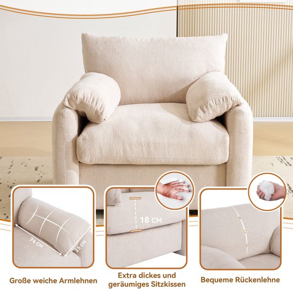 Merax Sessel Chenille-Stoff Einzelsessel mit extra günstig online kaufen