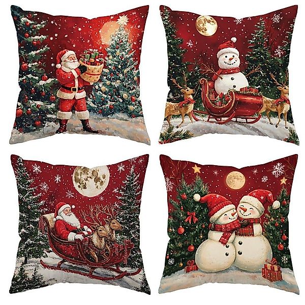 Coonoor Kissenbezug 18x18 Weihnachtsleinen Kissenbezug, Weihnachtskissenbez günstig online kaufen