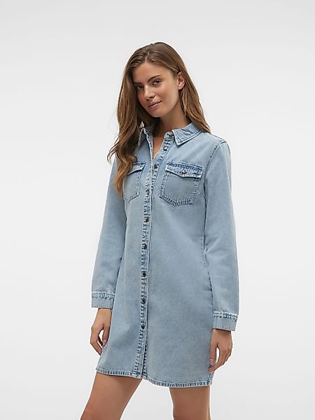 Vero Moda Jeanskleid "VMJENNIE LS SHORT DENIM DRESS GA NOOS" Brusttaschen günstig online kaufen