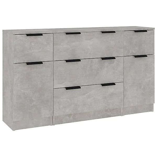 vidaXL 3-Tlg Sideboard-Set Betongrau Holzwerkstoff 3115823 günstig online kaufen