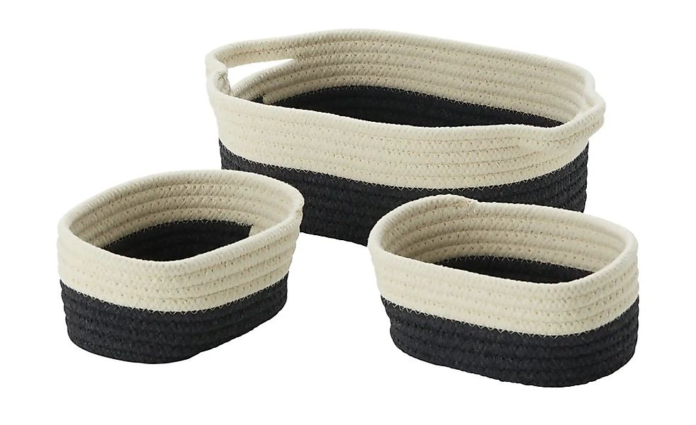 HOME STORY Aufbewahrungskorb  3er Set   ¦ schwarz ¦ Polyester,Baumwolle ¦ M günstig online kaufen