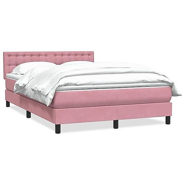 vidaXL Boxspringbett, Boxspringbett mit Matratze Rosa 140x210 cm Samt günstig online kaufen